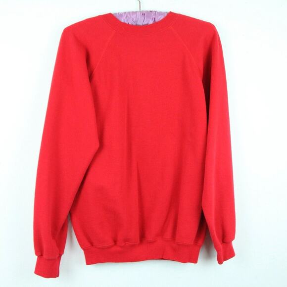 Vintage 90s Red Raglan Crewneck Sweatshirt Christmas L Ugly Granny Sweater - Picture 6 of 6